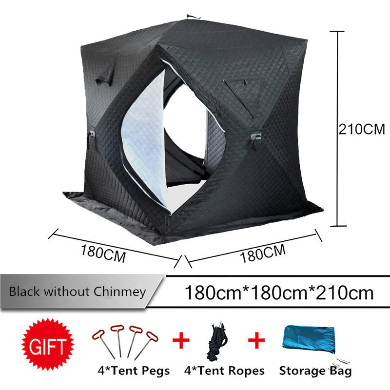 Cheap Goat Tents Outdoor Winter Fishing Tent Warm Cotton Ice Fishing Tent Thickened Camping Shelter House Sauna Tent 1.8*1.8*2.1m 2Door 3 4Person Tents 